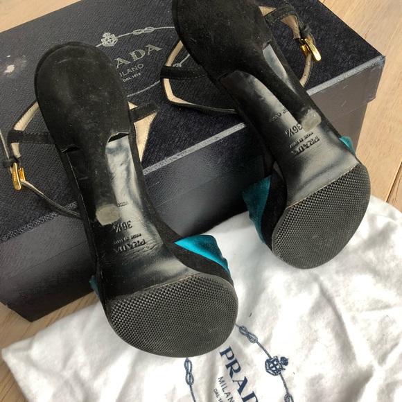 Prada silk & black suede high heel sandals - Picture 2 of 6
